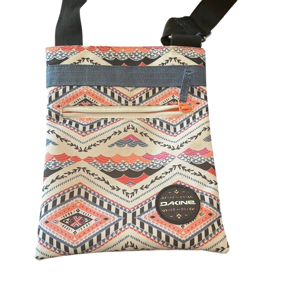 Dakine Jive Crossbody Bag Geometric Tribal Print Coral Navy Small Travel Purse